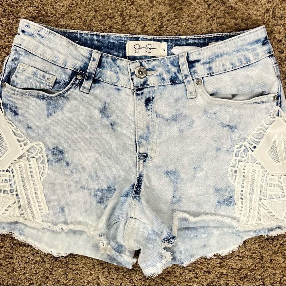 Jessica Simpson acid wash lacy Jean shorts 26